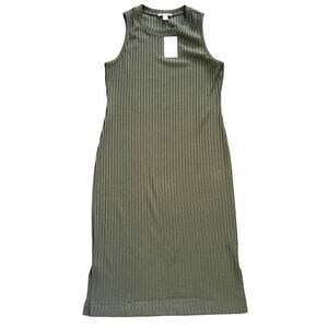 Nine West‎ Women’s Ribbed Midi Dress Black Sz M Goth Minimalist Grunge Rock Y2K